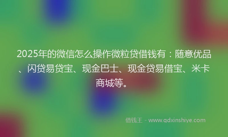 2025年的微信怎么操作微粒贷借钱有：随意优品、闪贷易贷宝、现金巴士、现金贷易借宝、米卡商城等。