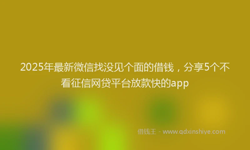 2025年最新微信找没见个面的借钱，分享5个不看征信网贷平台放款快的app