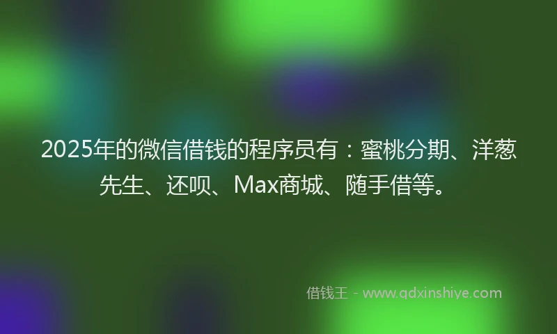 2025年的微信借钱的程序员有：蜜桃分期、洋葱先生、还呗、Max商城、随手借等。