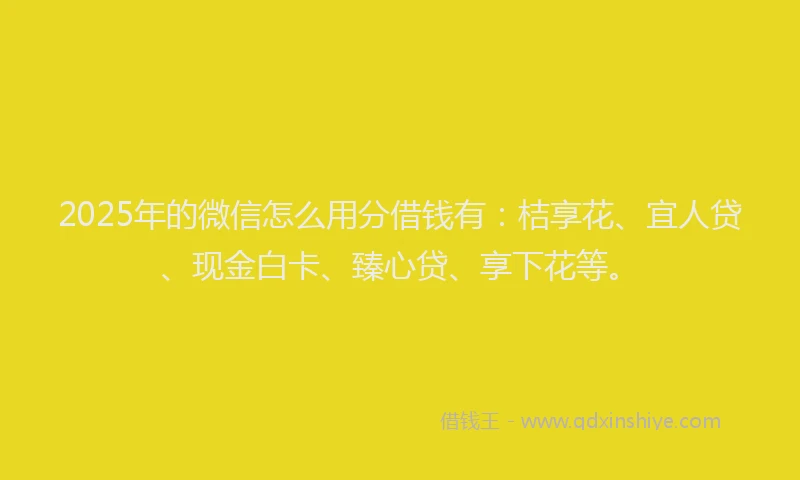 2025年的微信怎么用分借钱有：桔享花、宜人贷、现金白卡、臻心贷、享下花等。