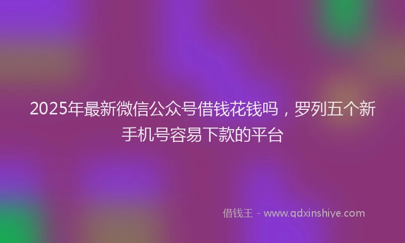 2025年最新微信公众号借钱花钱吗，罗列五个新手机号容易下款的平台