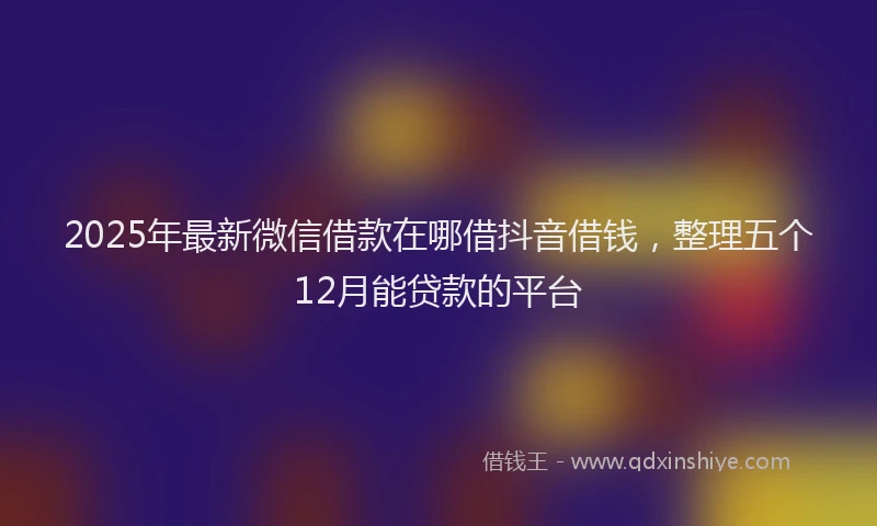 2025年最新微信借款在哪借抖音借钱，整理五个12月能贷款的平台