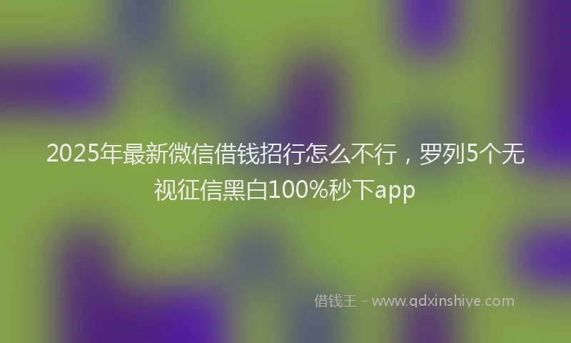 2025年最新微信借钱招行怎么不行，罗列5个无视征信黑白100%秒下app
