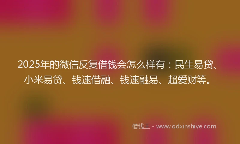 2025年的微信反复借钱会怎么样有：民生易贷、小米易贷、钱速借融、钱速融易、超爱财等。
