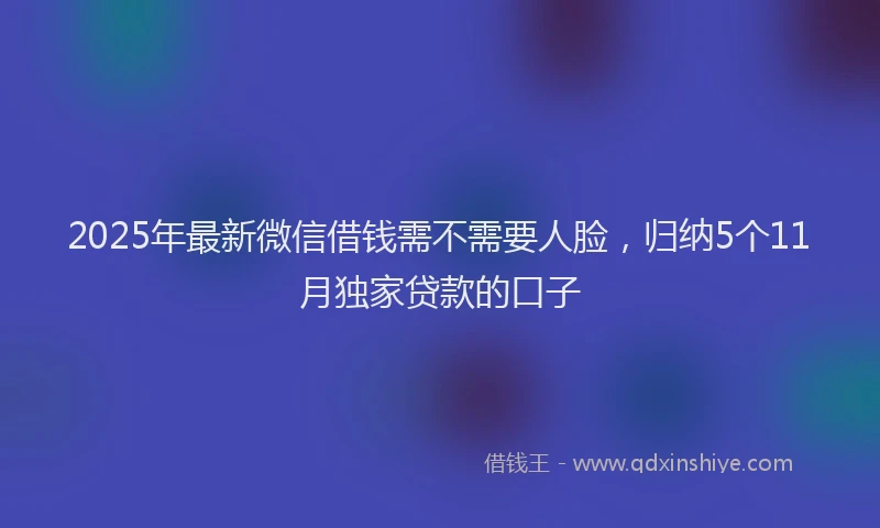 2025年最新微信借钱需不需要人脸，归纳5个11月独家贷款的口子