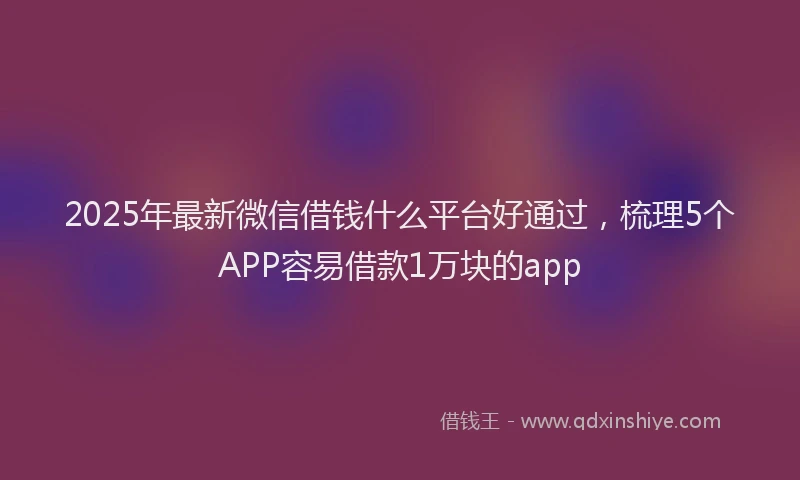 2025年最新微信借钱什么平台好通过，梳理5个APP容易借款1万块的app