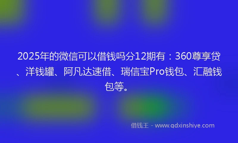 2025年的微信可以借钱吗分12期有：360尊享贷、洋钱罐、阿凡达速借、瑞信宝Pro钱包、汇融钱包等。