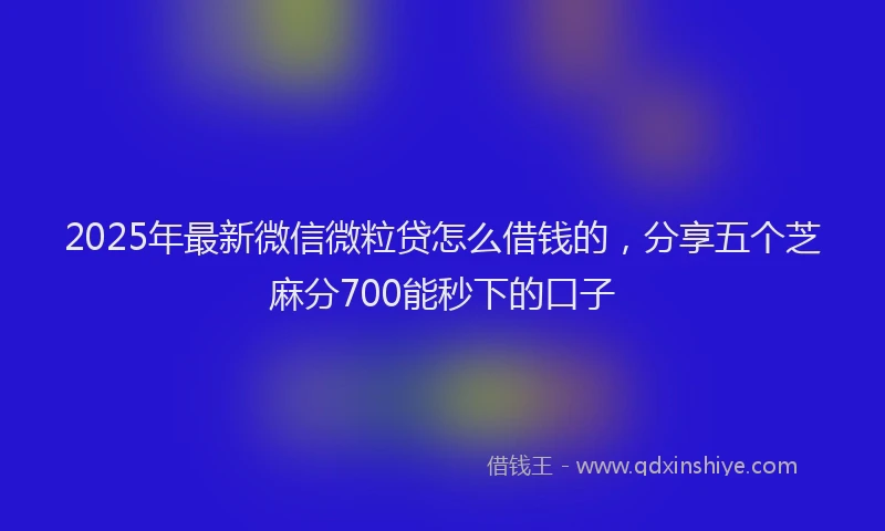 2025年最新微信微粒贷怎么借钱的，分享五个芝麻分700能秒下的口子