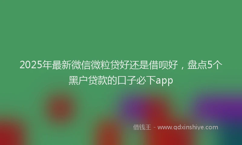2025年最新微信微粒贷好还是借呗好，盘点5个黑户贷款的口子必下app