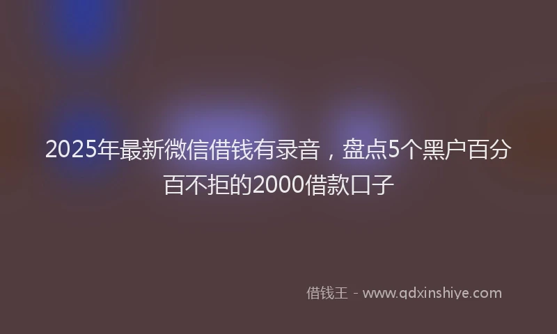 2025年最新微信借钱有录音，盘点5个黑户百分百不拒的2000借款口子