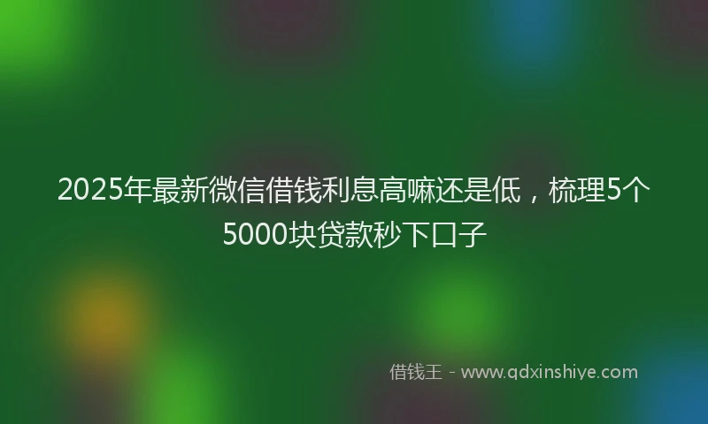 2025年最新微信借钱利息高嘛还是低，梳理5个5000块贷款秒下口子