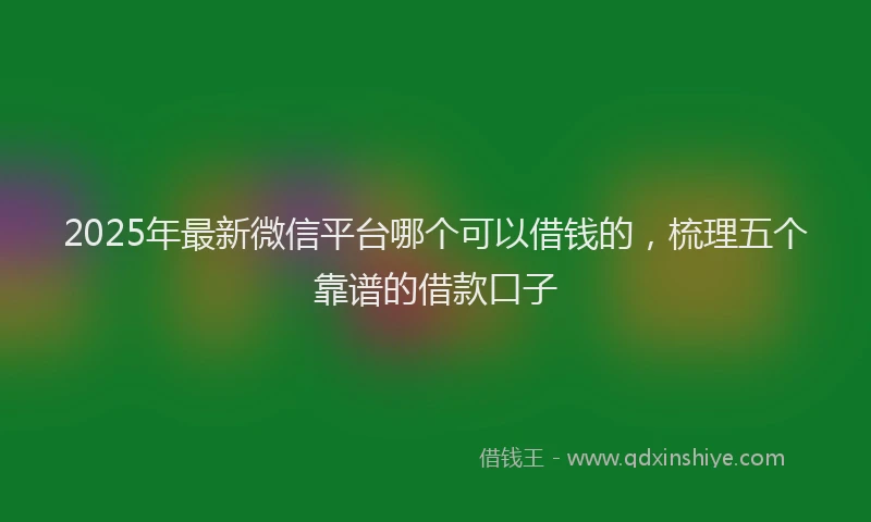 2025年最新微信平台哪个可以借钱的，梳理五个靠谱的借款口子