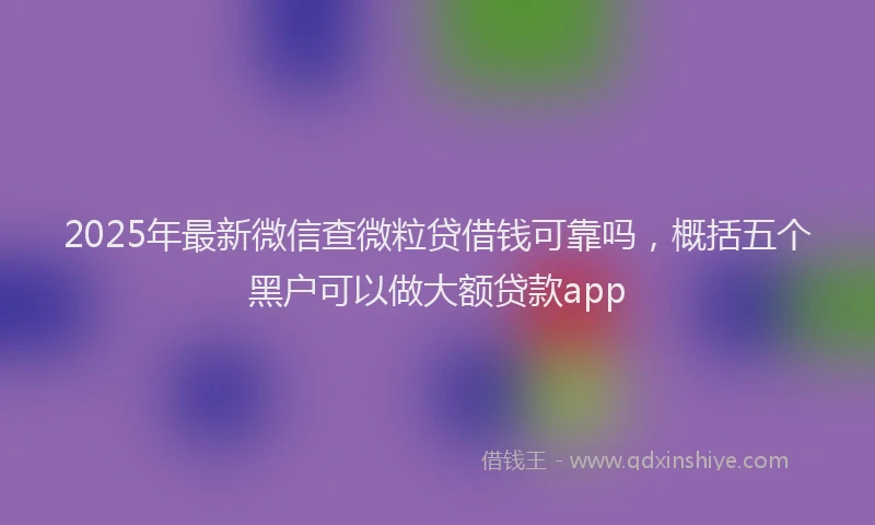 2025年最新微信查微粒贷借钱可靠吗，概括五个黑户可以做大额贷款app