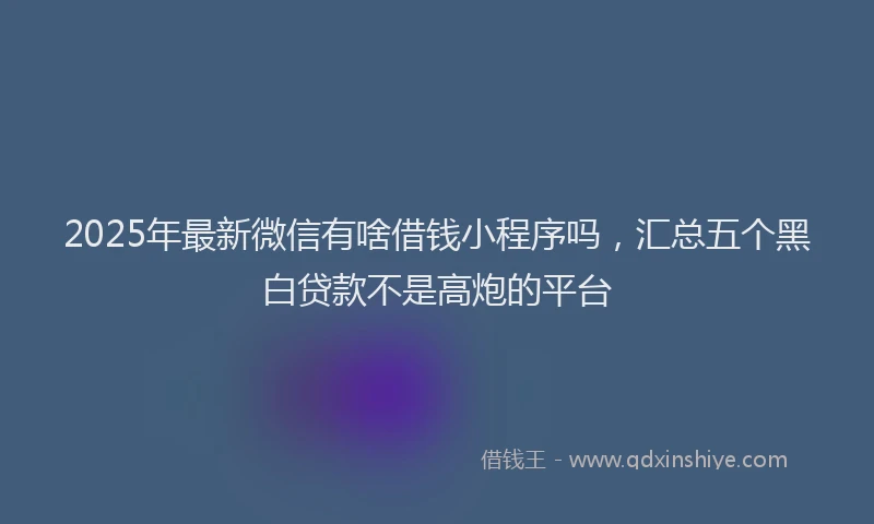 2025年最新微信有啥借钱小程序吗，汇总五个黑白贷款不是高炮的平台