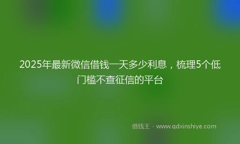 2025年最新微信借钱一天多少利息，梳理5个低门槛不查征信的平台
