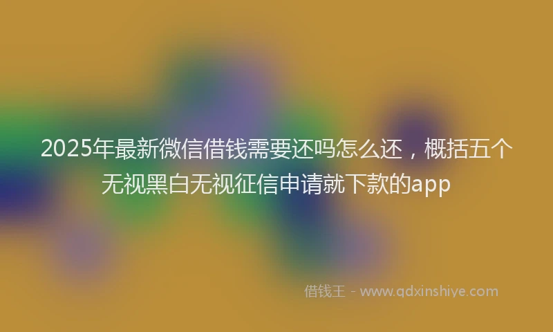 2025年最新微信借钱需要还吗怎么还，概括五个无视黑白无视征信申请就下款的app