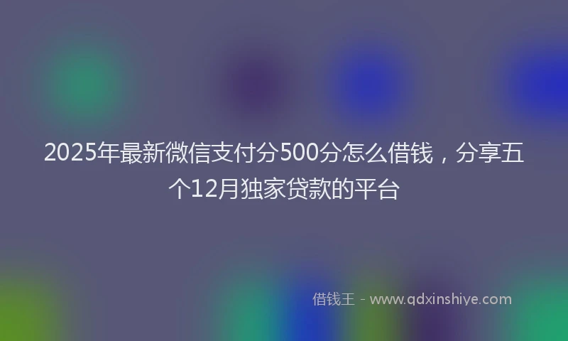 2025年最新微信支付分500分怎么借钱，分享五个12月独家贷款的平台