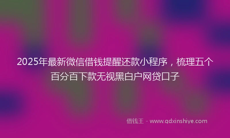 2025年最新微信借钱提醒还款小程序，梳理五个百分百下款无视黑白户网贷口子