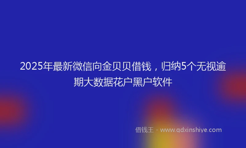 2025年最新微信向金贝贝借钱，归纳5个无视逾期大数据花户黑户软件