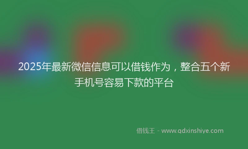 2025年最新微信信息可以借钱作为，整合五个新手机号容易下款的平台