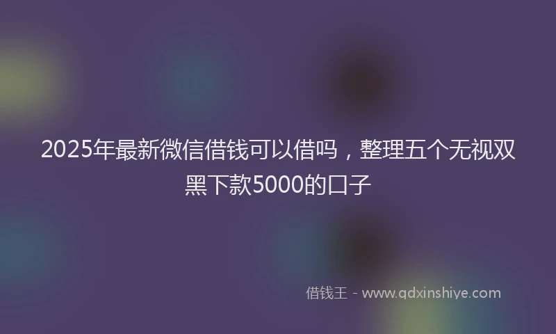 2025年最新微信借钱可以借吗，整理五个无视双黑下款5000的口子