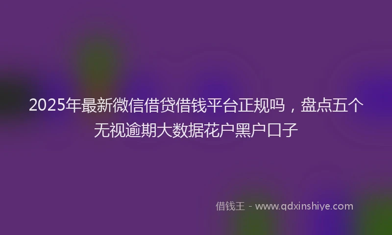 2025年最新微信借贷借钱平台正规吗，盘点五个无视逾期大数据花户黑户口子