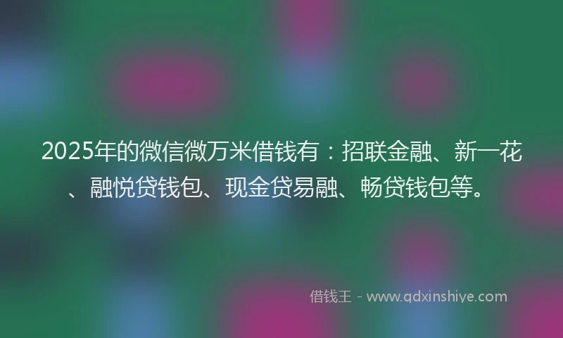2025年的微信微万米借钱有：招联金融、新一花、融悦贷钱包、现金贷易融、畅贷钱包等。