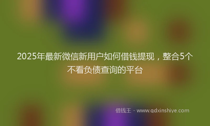 2025年最新微信新用户如何借钱提现，整合5个不看负债查询的平台