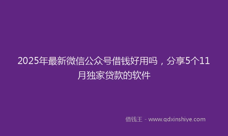 2025年最新微信公众号借钱好用吗，分享5个11月独家贷款的软件