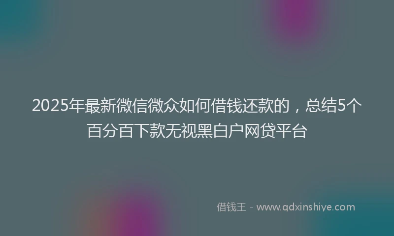 2025年最新微信微众如何借钱还款的，总结5个百分百下款无视黑白户网贷平台