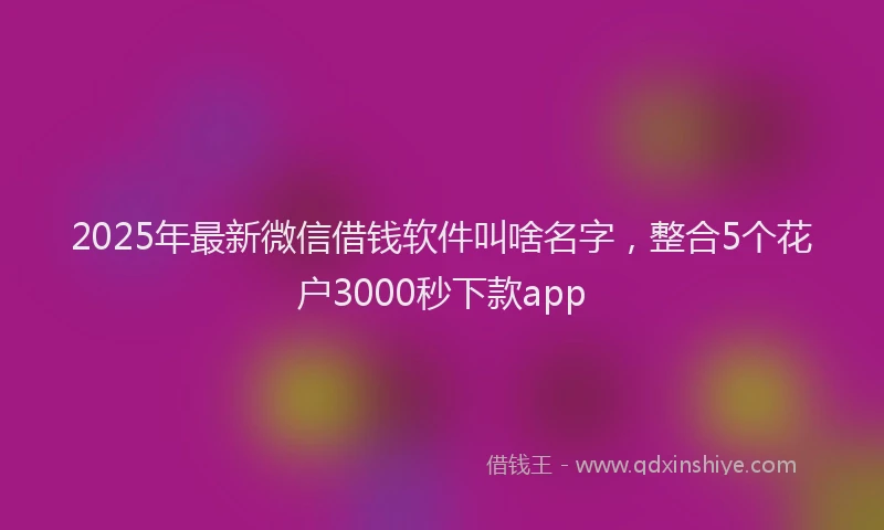 2025年最新微信借钱软件叫啥名字，整合5个花户3000秒下款app