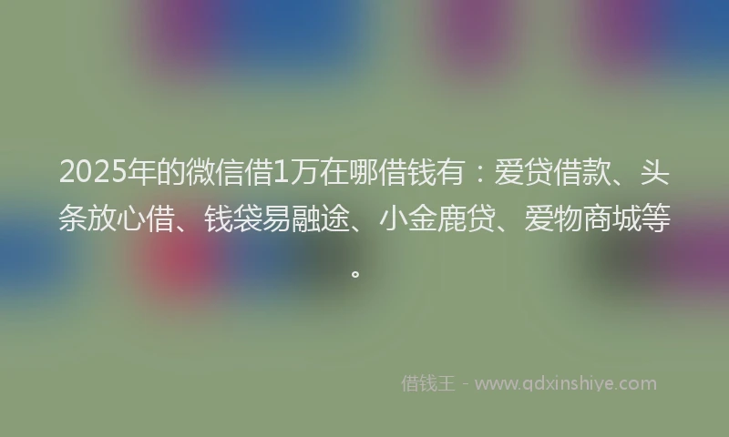 2025年的微信借1万在哪借钱有：爱贷借款、头条放心借、钱袋易融途、小金鹿贷、爱物商城等。