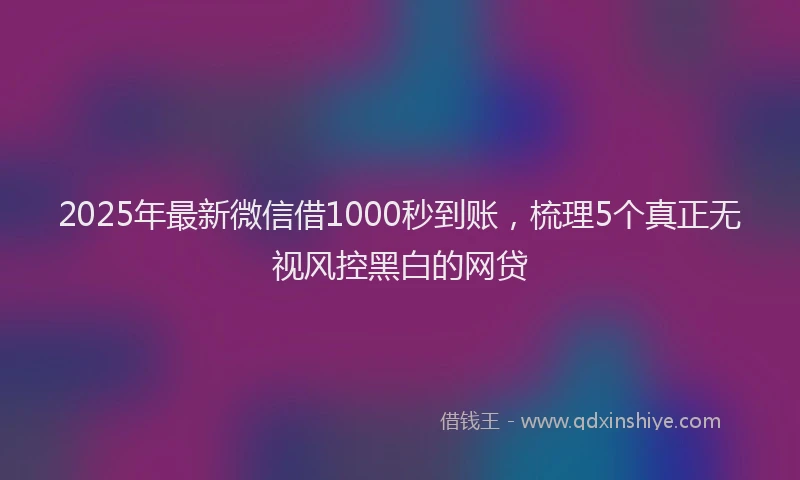 2025年最新微信借1000秒到账，梳理5个真正无视风控黑白的网贷