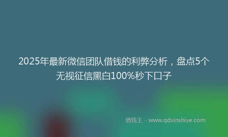 2025年最新微信团队借钱的利弊分析，盘点5个无视征信黑白100%秒下口子