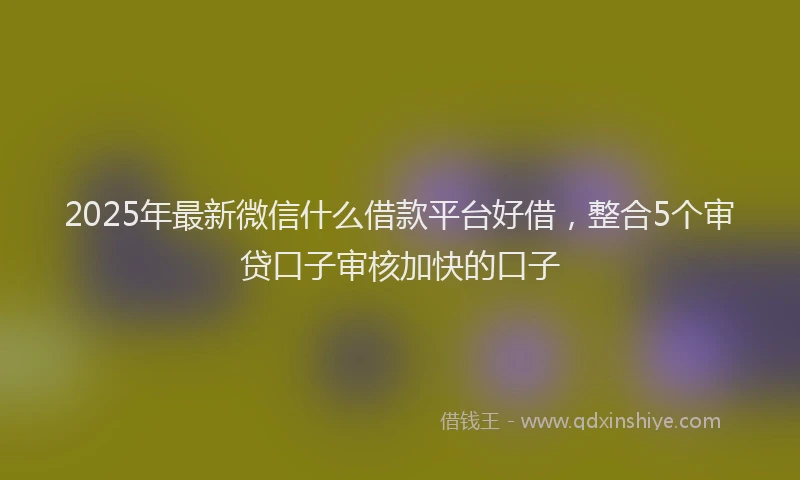 2025年最新微信什么借款平台好借，整合5个审贷口子审核加快的口子