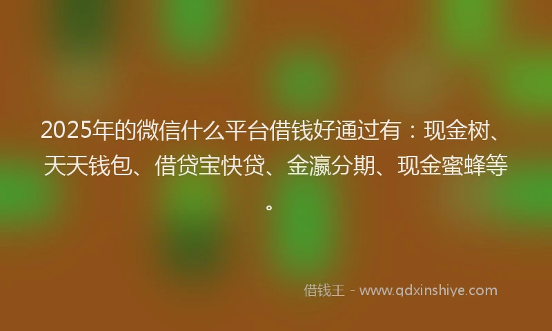 2025年的微信什么平台借钱好通过有：现金树、天天钱包、借贷宝快贷、金瀛分期、现金蜜蜂等。