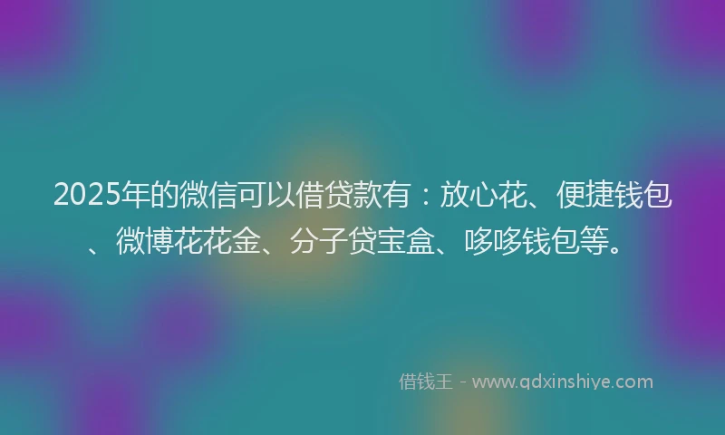 2025年的微信可以借贷款有：放心花、便捷钱包、微博花花金、分子贷宝盒、哆哆钱包等。