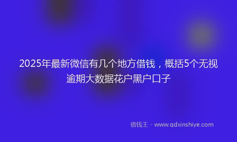 2025年最新微信有几个地方借钱，概括5个无视逾期大数据花户黑户口子