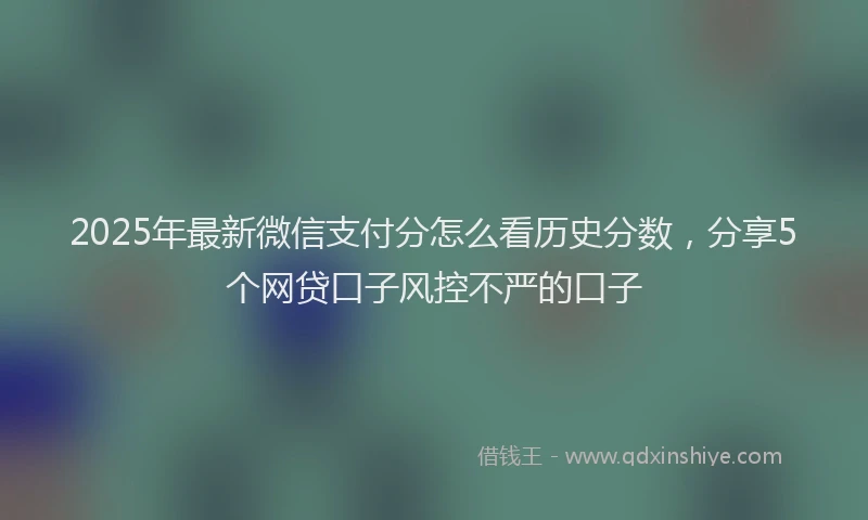2025年最新微信支付分怎么看历史分数，分享5个网贷口子风控不严的口子