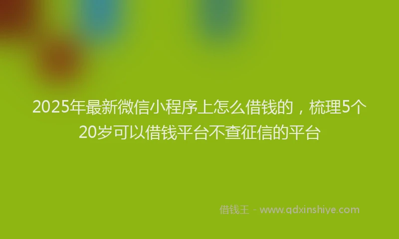 2025年最新微信小程序上怎么借钱的，梳理5个20岁可以借钱平台不查征信的平台