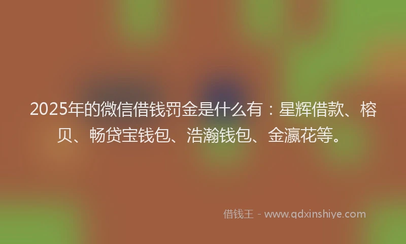 2025年的微信借钱罚金是什么有：星辉借款、榕贝、畅贷宝钱包、浩瀚钱包、金瀛花等。