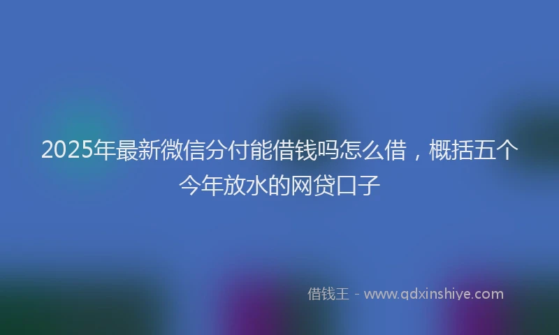 2025年最新微信分付能借钱吗怎么借，概括五个今年放水的网贷口子