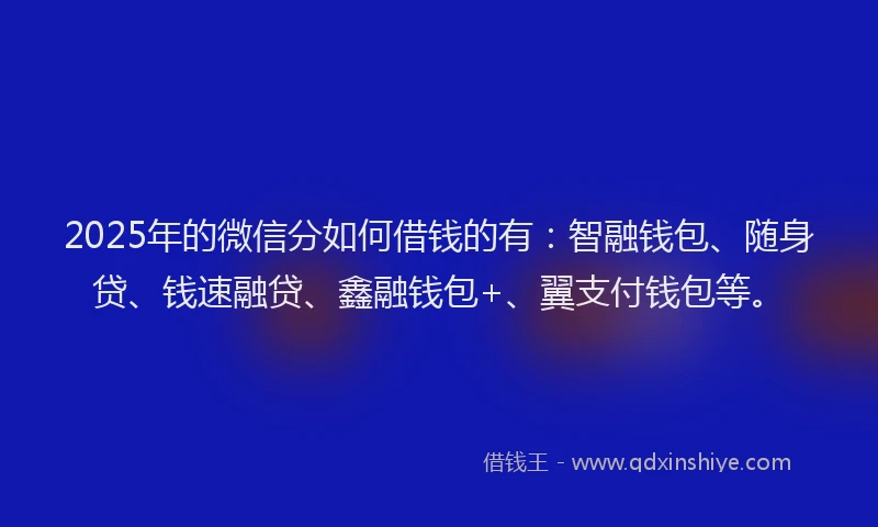 2025年的微信分如何借钱的有：智融钱包、随身贷、钱速融贷、鑫融钱包+、翼支付钱包等。