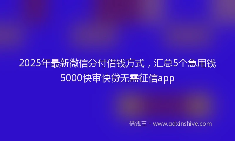 2025年最新微信分付借钱方式，汇总5个急用钱5000快审快贷无需征信app