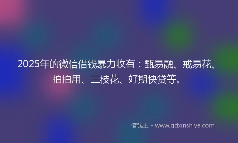 2025年的微信借钱暴力收有：甄易融、戒易花、拍拍用、三枝花、好期快贷等。