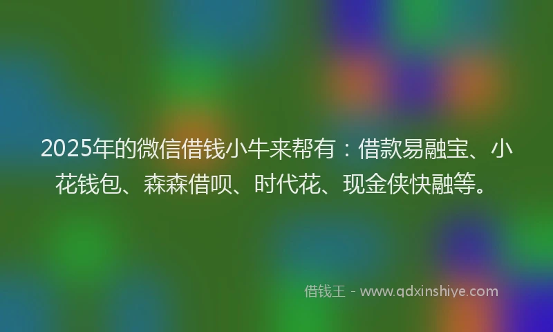 2025年的微信借钱小牛来帮有：借款易融宝、小花钱包、森森借呗、时代花、现金侠快融等。