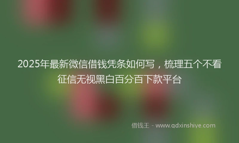 2025年最新微信借钱凭条如何写，梳理五个不看征信无视黑白百分百下款平台