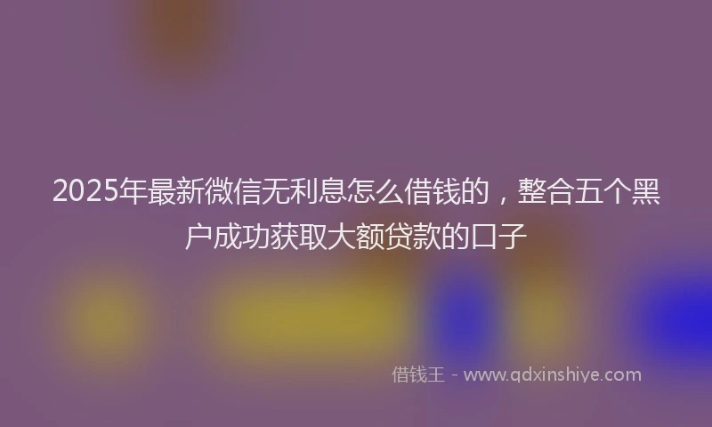2025年最新微信无利息怎么借钱的，整合五个黑户成功获取大额贷款的口子