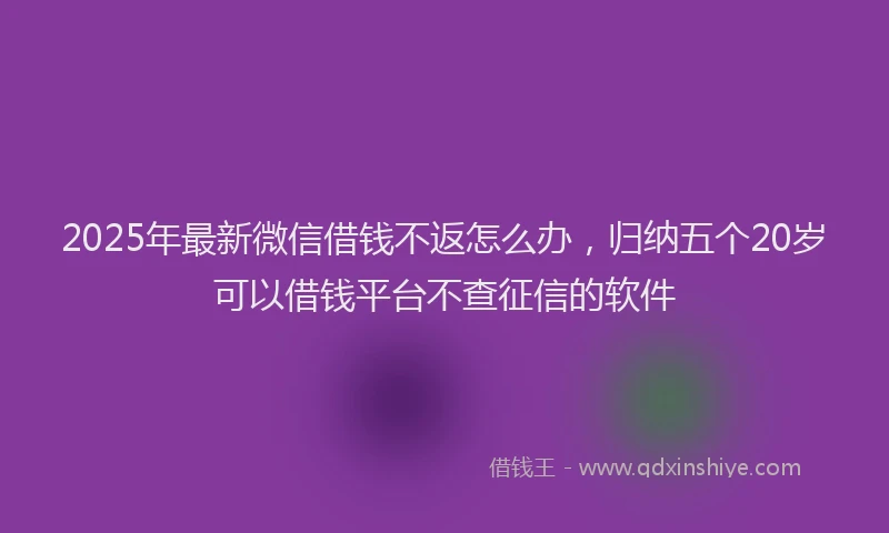 2025年最新微信借钱不返怎么办，归纳五个20岁可以借钱平台不查征信的软件