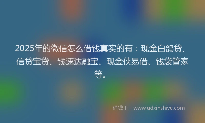 2025年的微信怎么借钱真实的有：现金白鸽贷、信贷宝贷、钱速达融宝、现金侠易借、钱袋管家等。